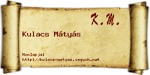 Kulacs Mátyás névjegykártya